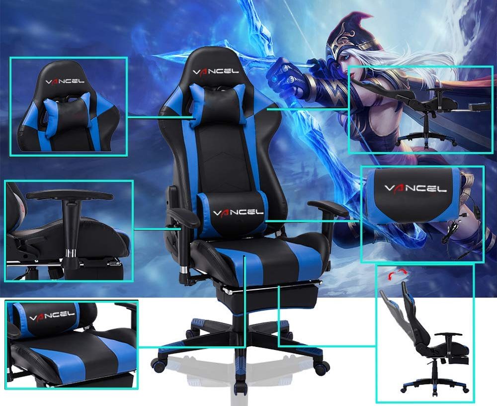 silla gamer azul